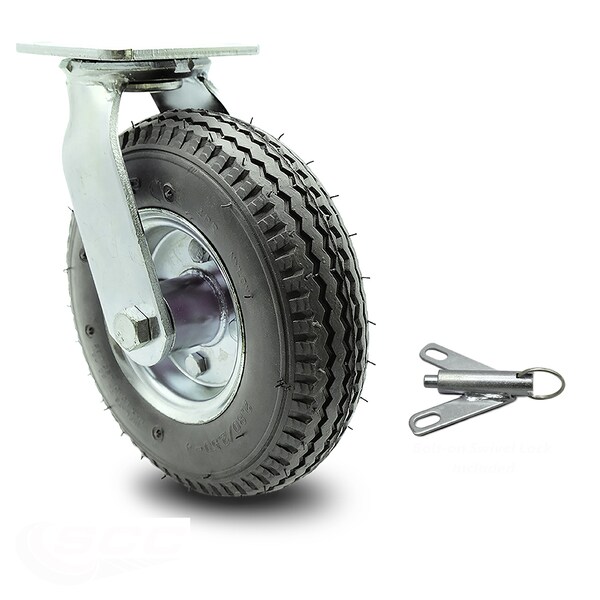 Service Caster 8 Inch Gray Pneumatic Wheel Swivel Caster with Bolt Swivel Lock SCC-100S280-PNB-GRY-BSL - main